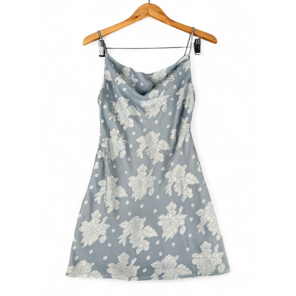Saints + Secrets Cowl Neck Floral Lace Slip Mini Dress XS